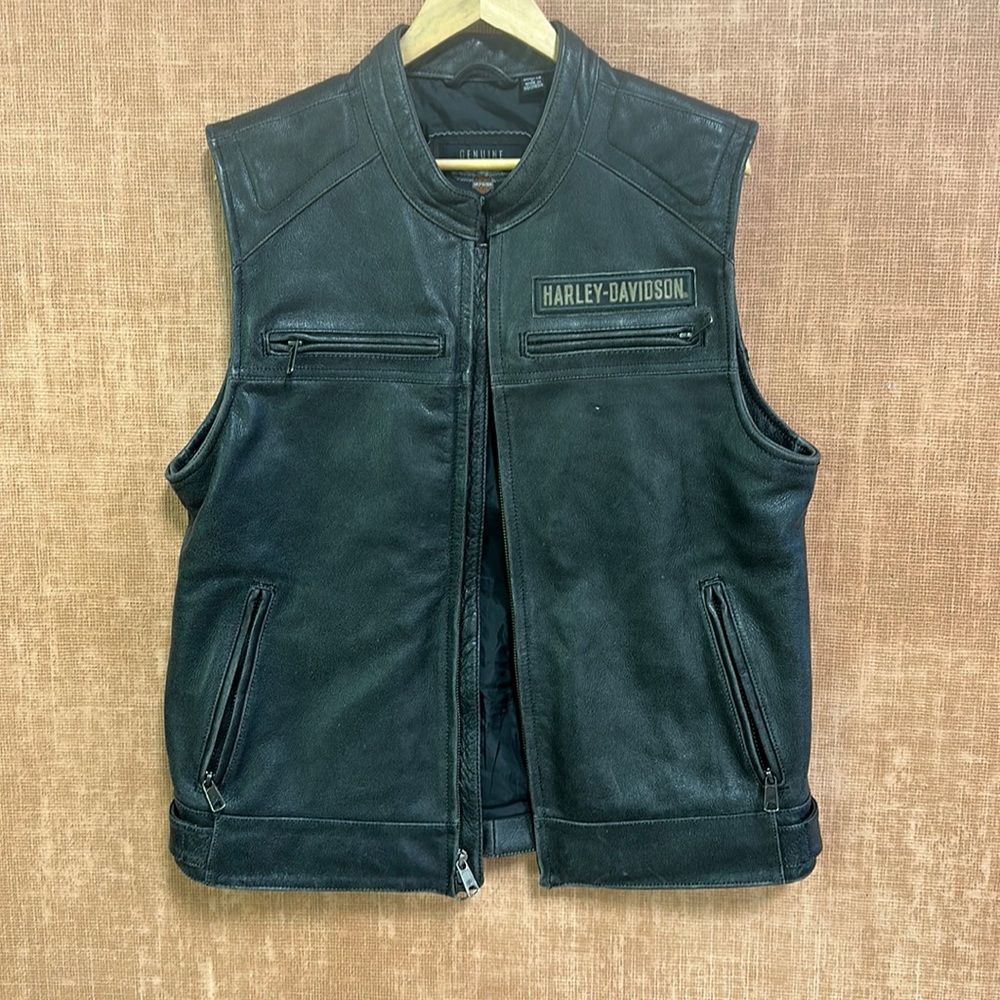Harley Davidson Men’s Passing Link Leather Vest Gem